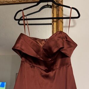 Elegant Brown Satin Dress